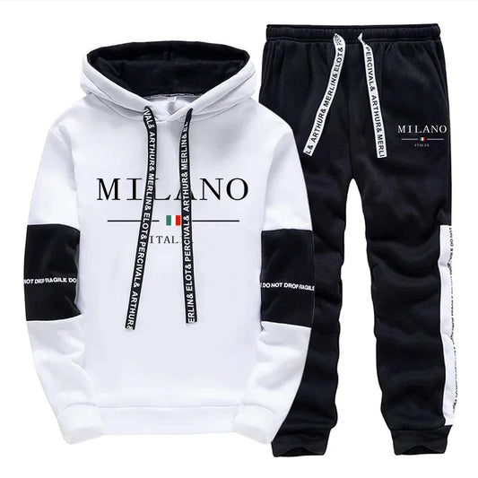 Men's Printed Tracksuit — Casual Hoodie & Jogger Pants Sportswear Set