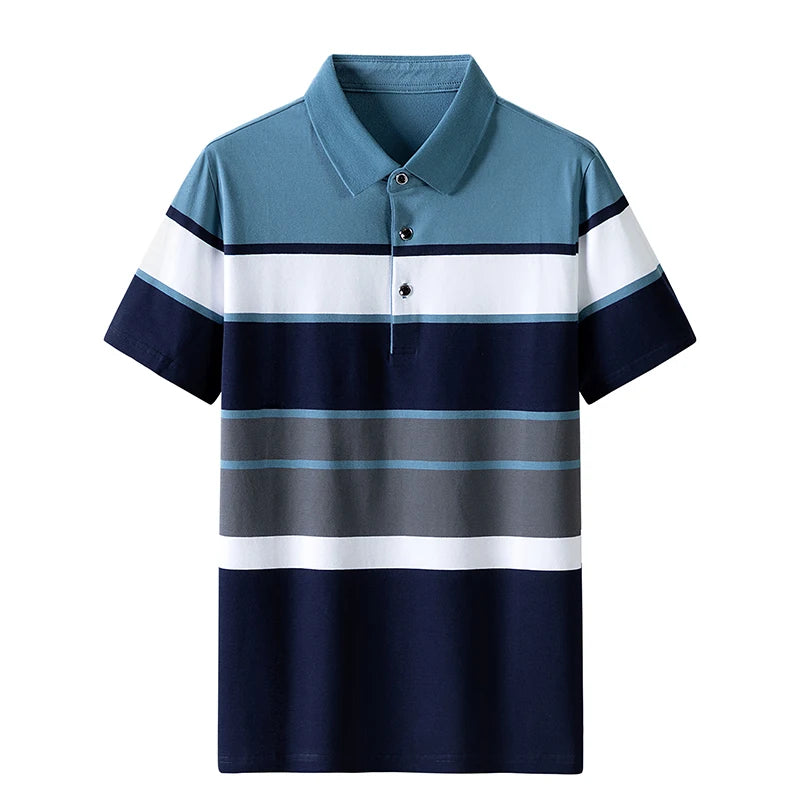 Men'S Classic Striped Polo Shirt Cotton Short Sleeve 2023 Summer Plus Oversize 4XL