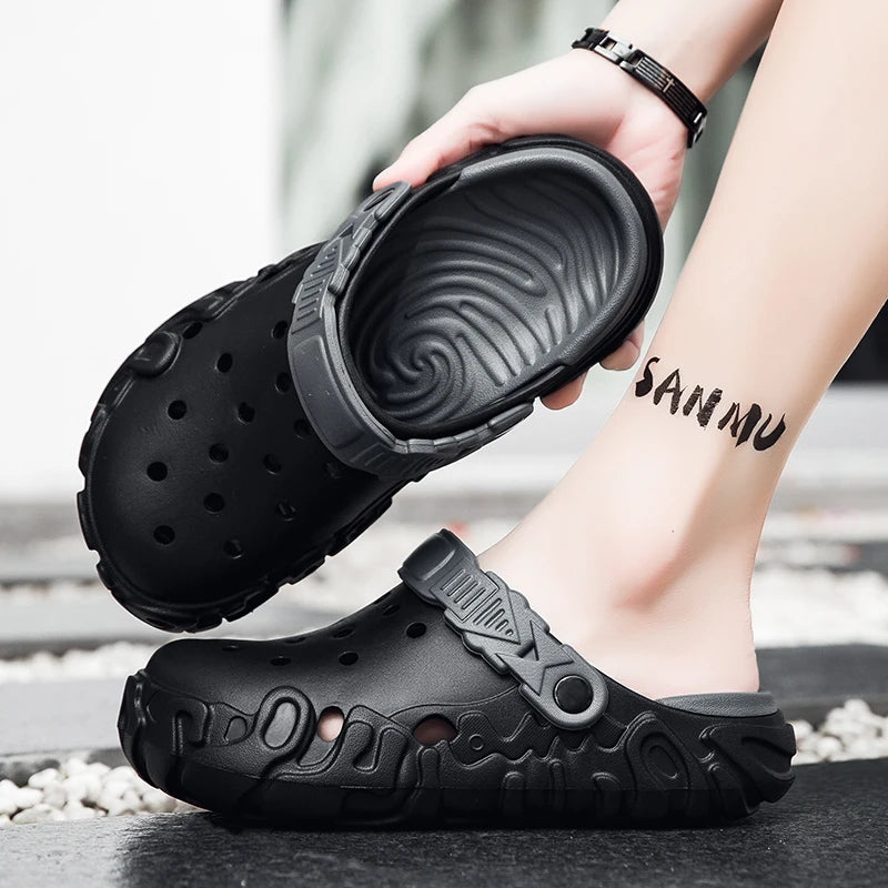 Mens Sandals 2026 New Design Summer Shoes for Men Casual Clogs Thick-bottom Anti-slippery Garden Shoes Outdoor Fashion Slippers