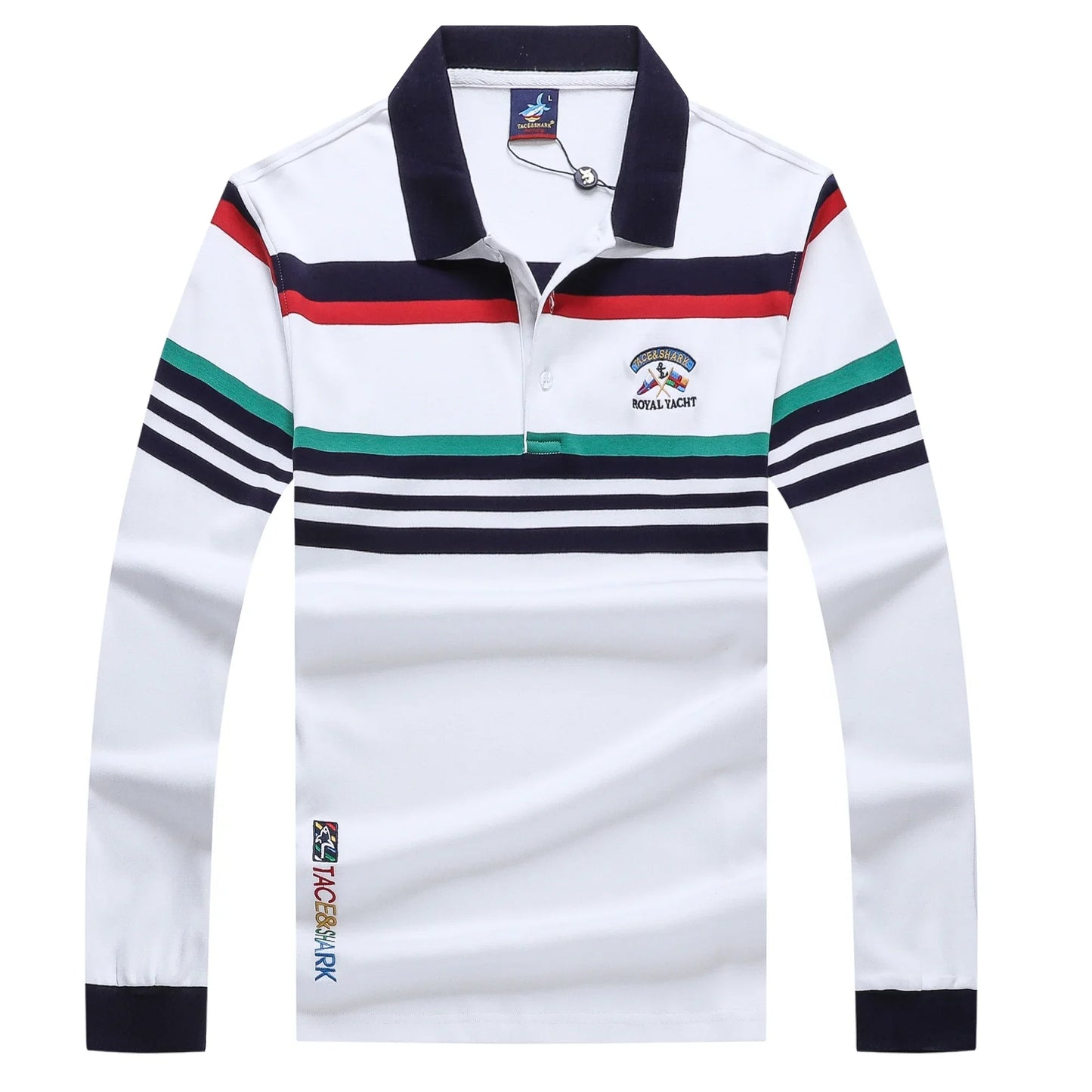 TACE&SHARK High Quality Men's Long Sleeve Striped Polo Shirt for Autumn Casualwear Breathable Casual Top