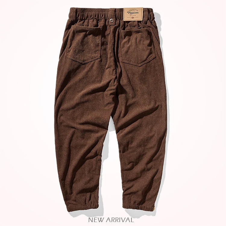 Corduroy pants men's elastic waist autumn sweatpants loose bundle feet tide brand overalls