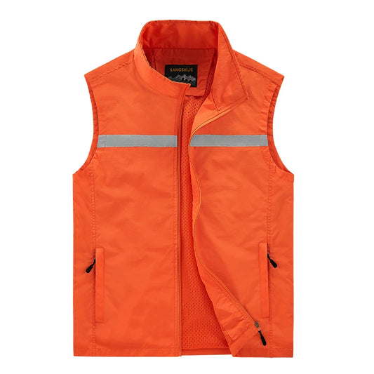 Men's Solid Color Fishing Vests Casual Golf Lightweight Vests Mens Summer Sleeveless Jacket for Hiking Utility Safari Vest