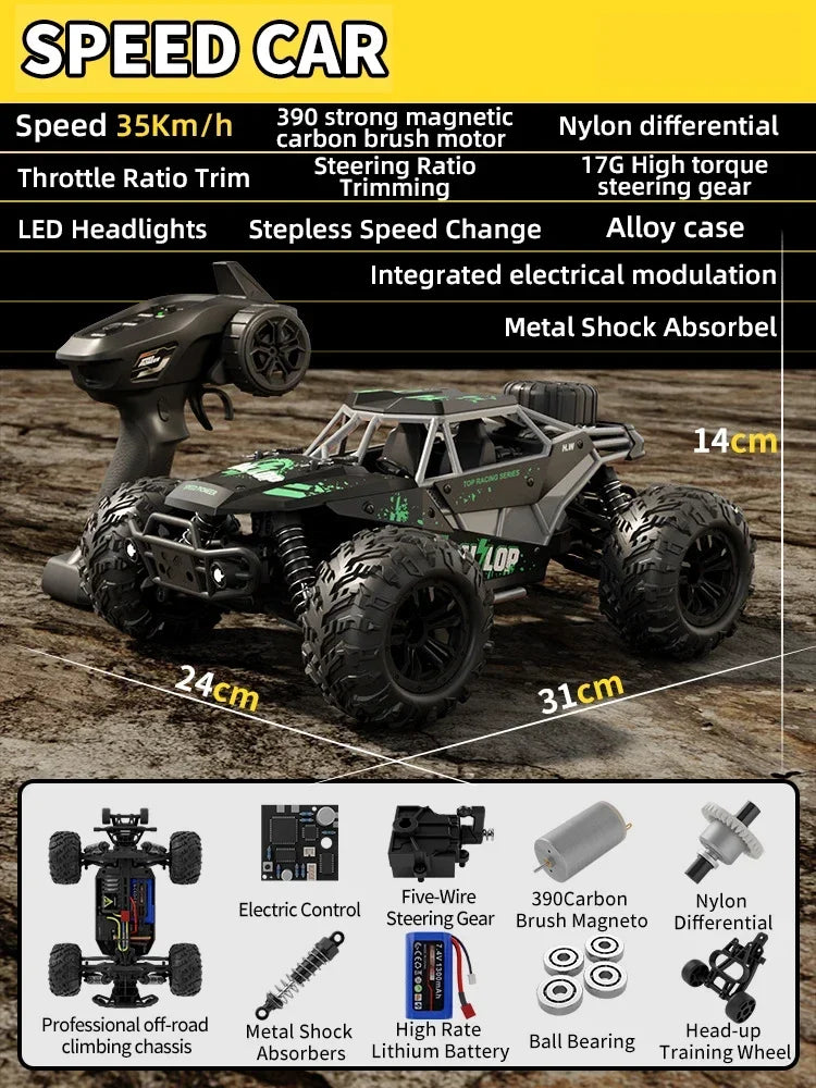 2025 New 1:16 4WD Remote Control Car 35 km/h High-Speed Off-Road RC Car All-Terrain 2.4G Electric RC Car with LED Lights