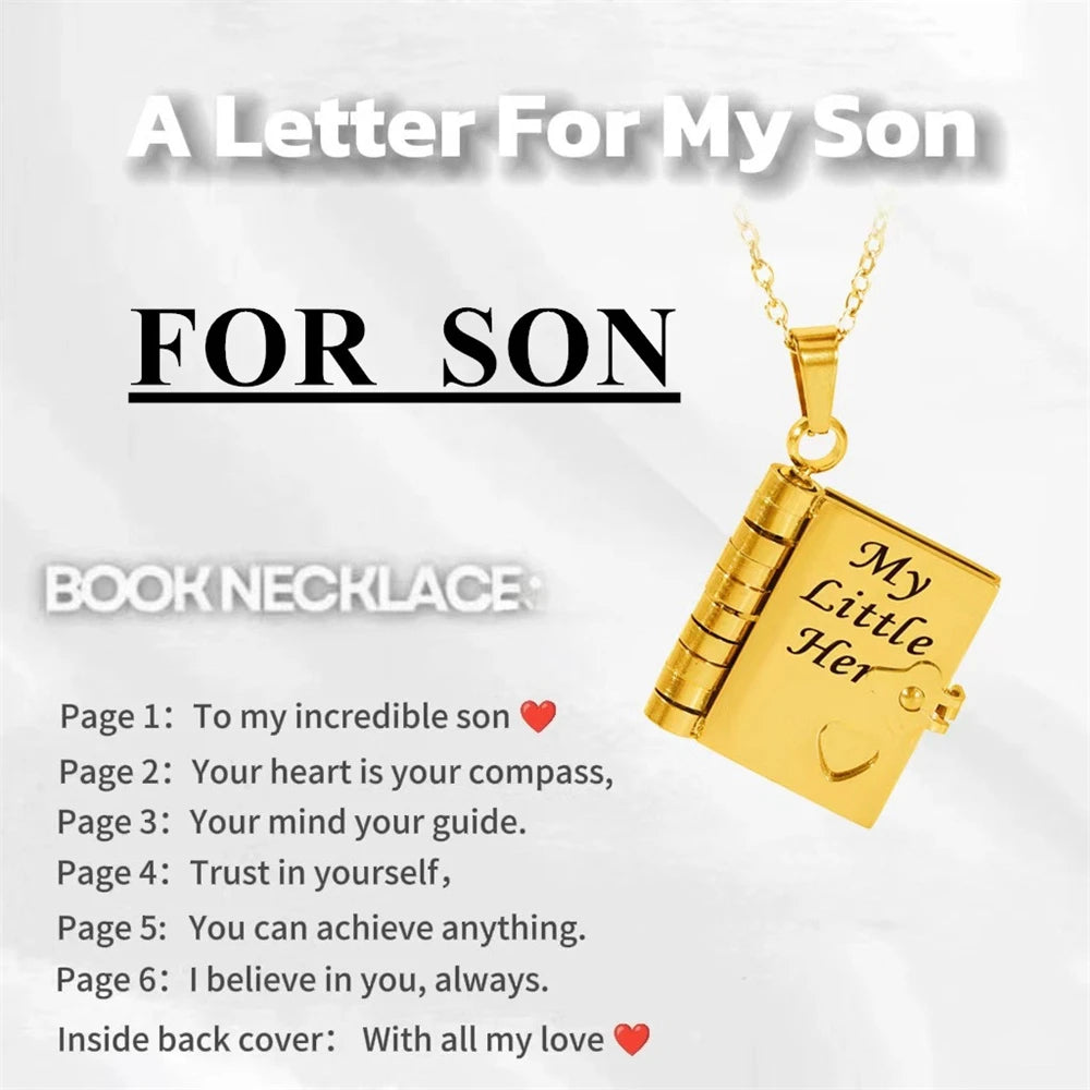 Mother’s Day Gift Best Mom Ever Book Necklace Stainless Steel Engraved Book Locket Necklaces Women Daughter Present for Mom