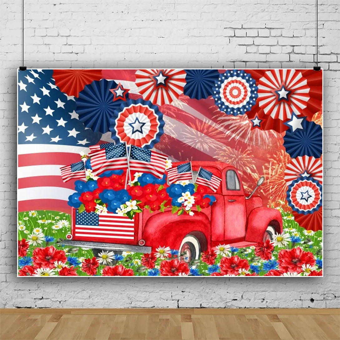 July 4th Independence Day Theme Background USA Flag Star Balloon Celebration Party Decoration Banner Photo Shoot Props Gifts
