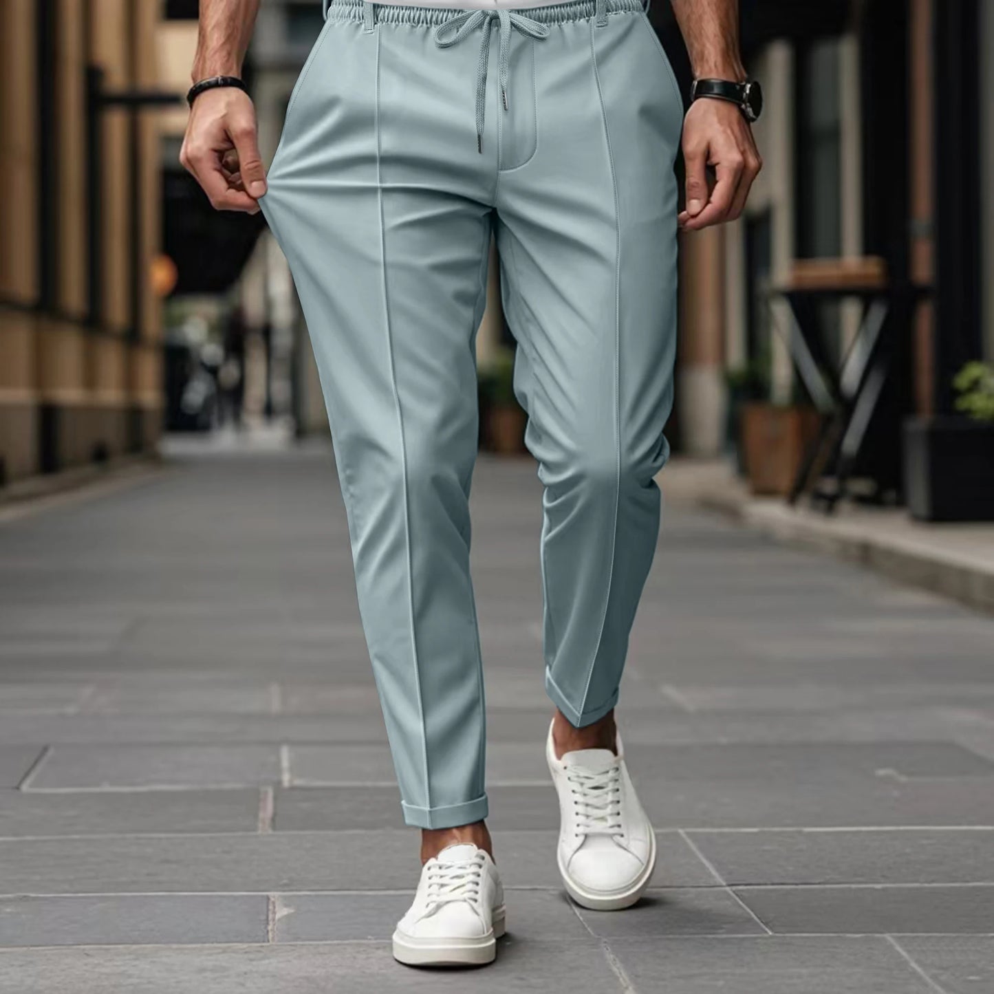 Men's Solid-Color High-Quality Straight-Leg Trousers The New Summer Style Is Fashionable And Comfortable Suitable For Daily Wear