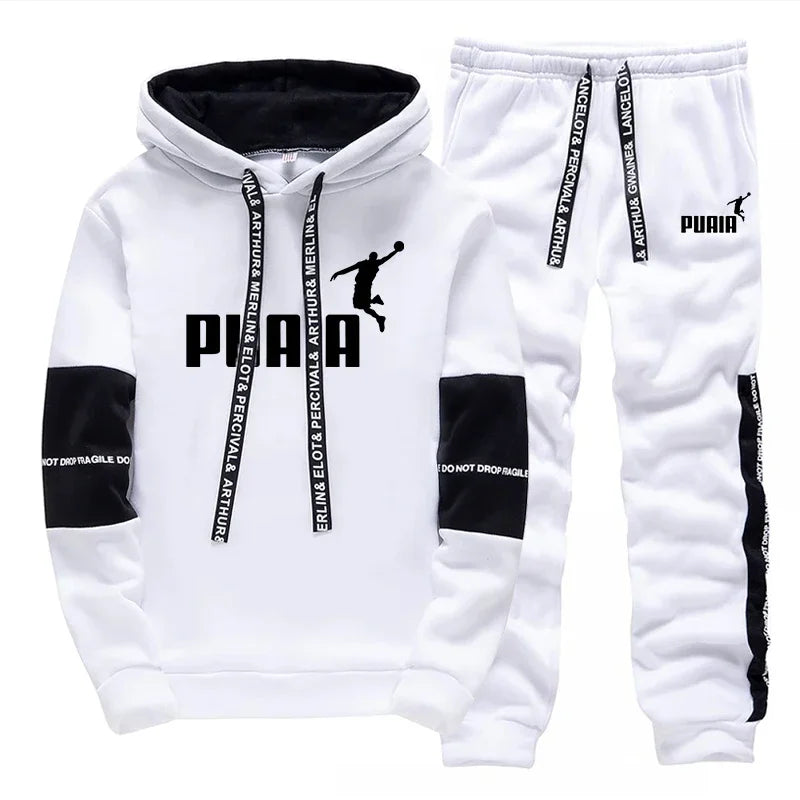Men's Printed Tracksuit — Hoodie & Pants Gym Sports Jogging Set