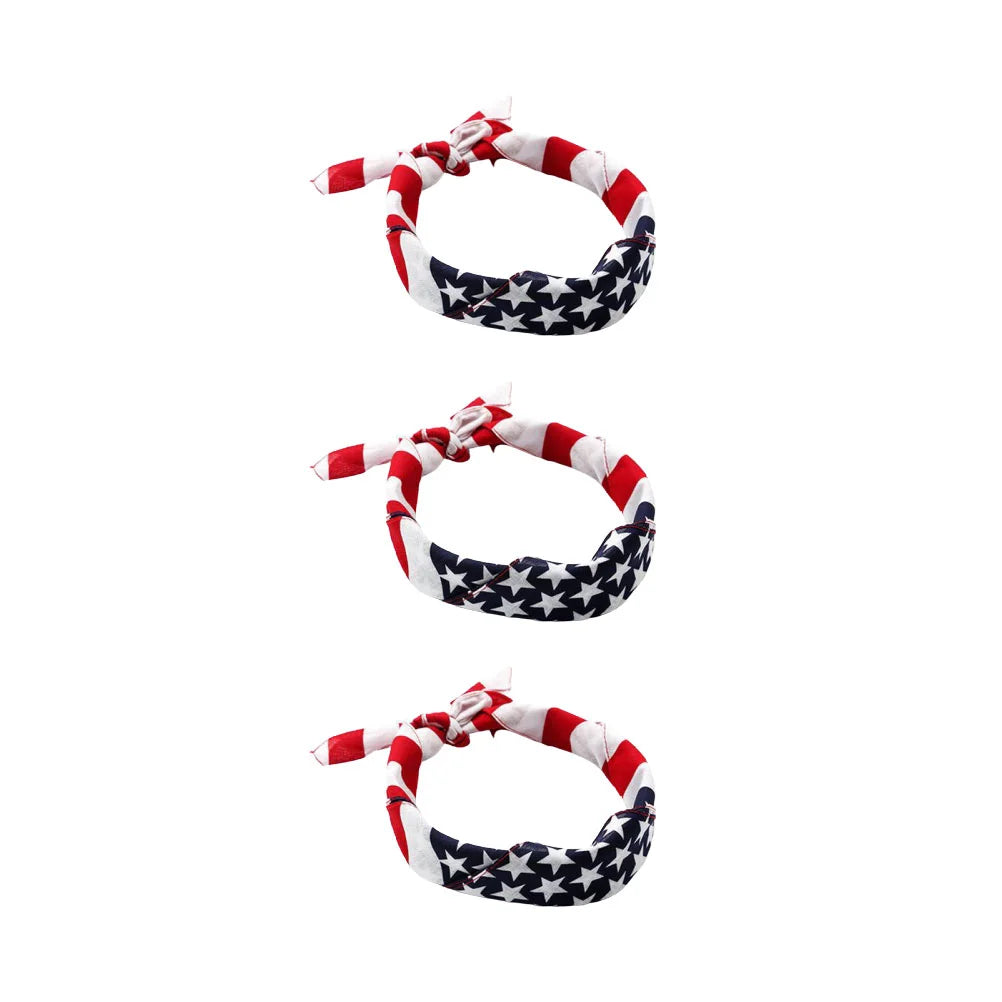 3pcs USA Flag Headscarf Flag Bandanas American Flag Headband Hip Hop Headscarf Patriotic Headwear 4th of July
