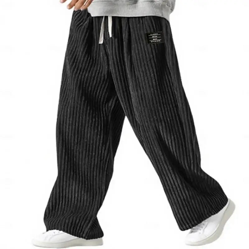 Men's Corduroy Pants Casual Trousers Straight Leg Relaxed Fit Elastic Waist with Drawstring Outdoor Comfortable Joggers Fashion