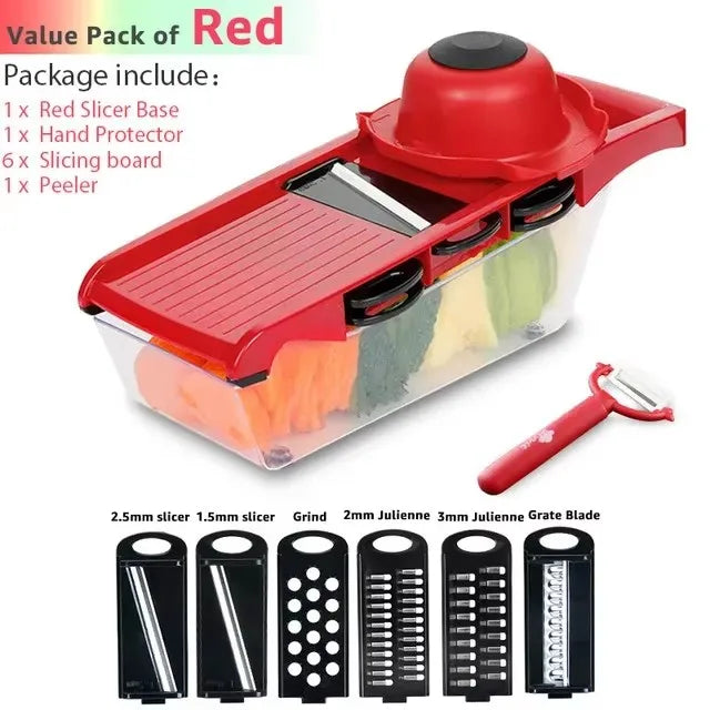 Multifunctional Vegetable Chopper & Grater – 7-Blade Kitchen Slicer Set