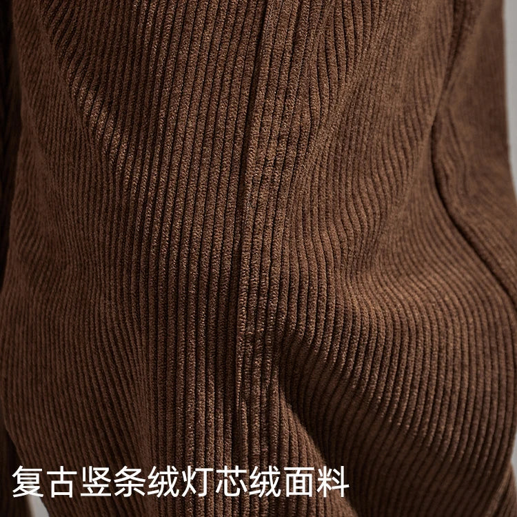 Corduroy pants men's elastic waist autumn sweatpants loose bundle feet tide brand overalls