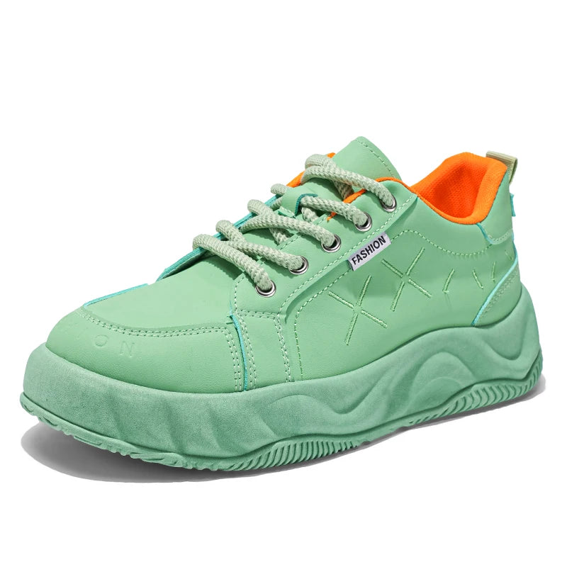 Mens Board Shoes Fashion Leather Comfortable Soft Sole Daily Commuting Sneakers Youth Flat Casual Walking Shoes for Men