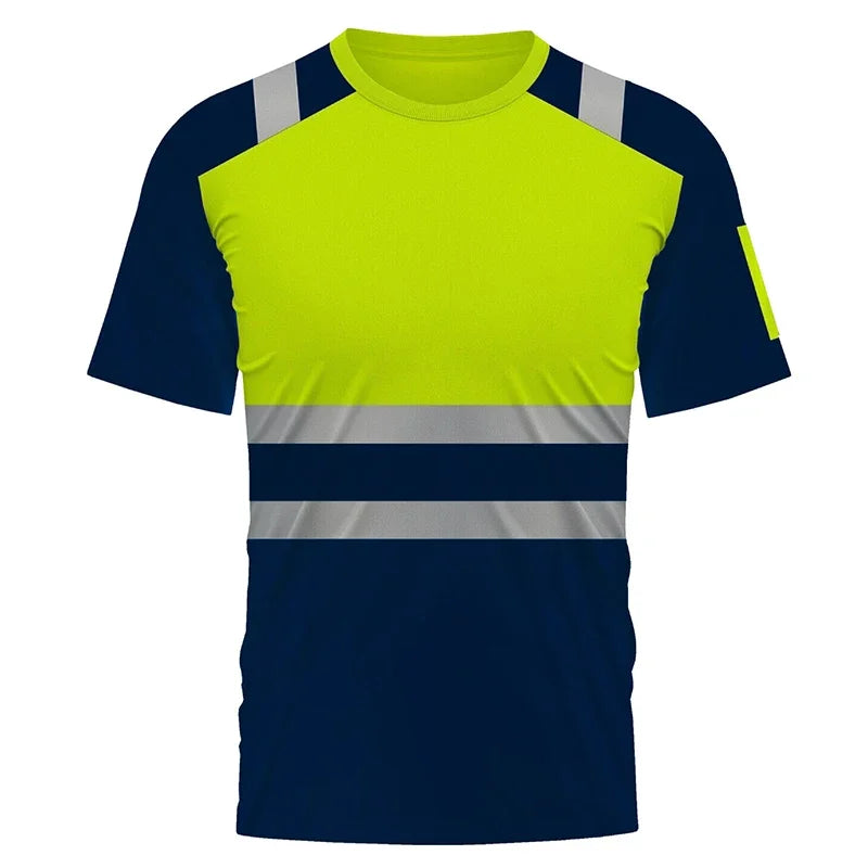 High Visibility Safety Work Shirts Summer Breathable Work T Shirt Reflective T-shirt Quick Dry Hi Vis Shirts Large XXXL