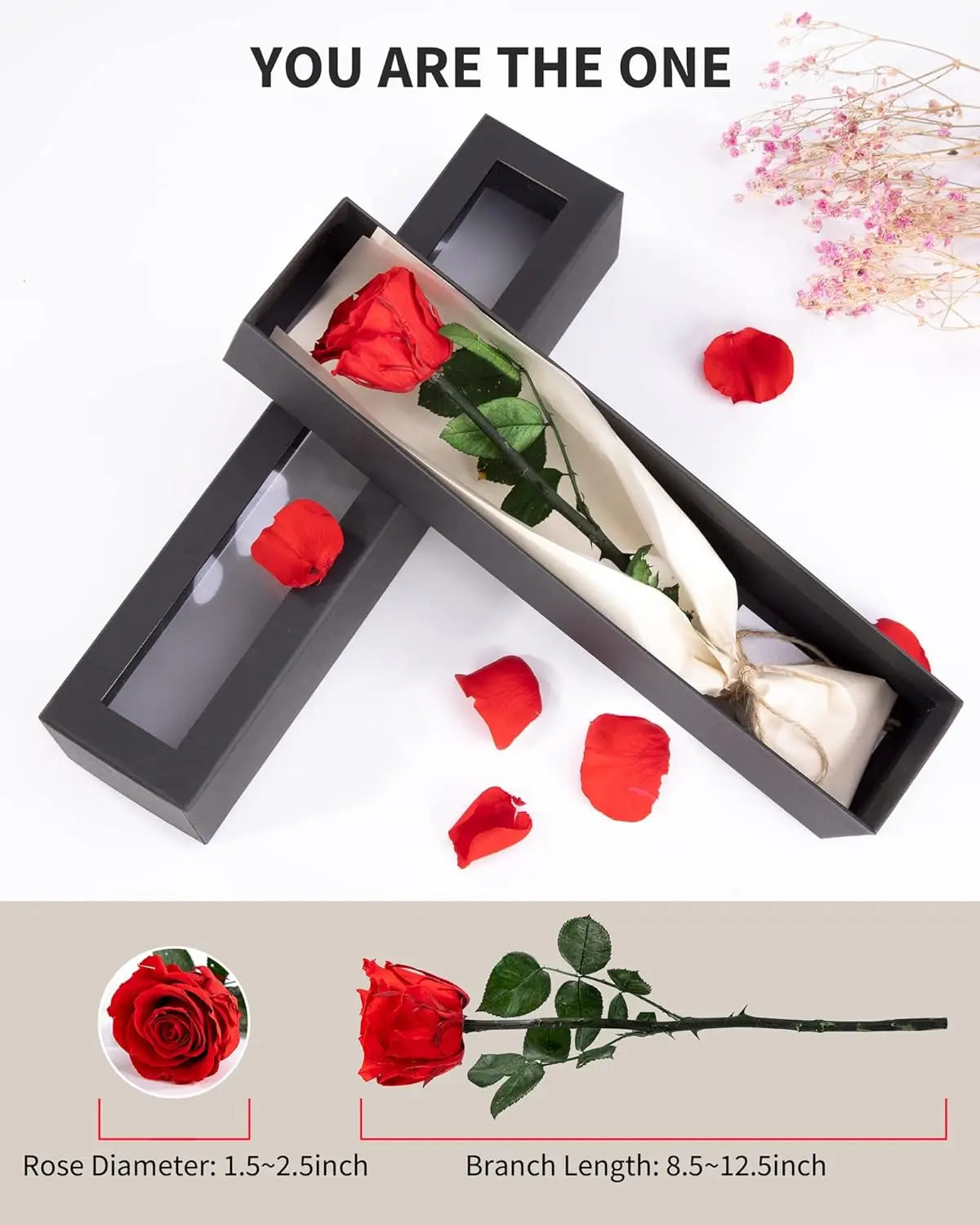 Preserved Rose for Women,Single Stem Eternal Rose Gift for Her,Mom Birthday Gifts From Daughter Valentine's Day Flowers Presents