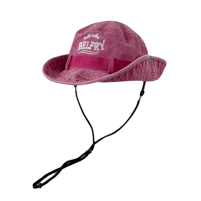 Mountaineering Hat Men's And Women's Vintage Washed Cotton Embroidered Fisherman's Hat Outdoor Sun Protection Western Cowboy Hat