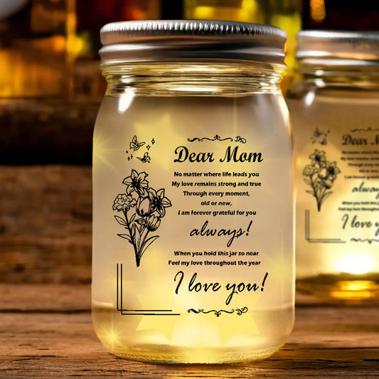 Macorner Mason Jar Night Light - Mother’s Day & Birthday Gift for Mom from Daughter or Son, Sentimental Home Decor Night Light