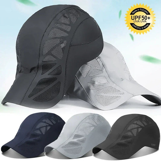 Summer Sports Mens Sun Hats Breathable Mesh Quick-drying Visor Caps Outdoor Gorro Hombre Boina Golf Hat Fashion Solid Flat Cap