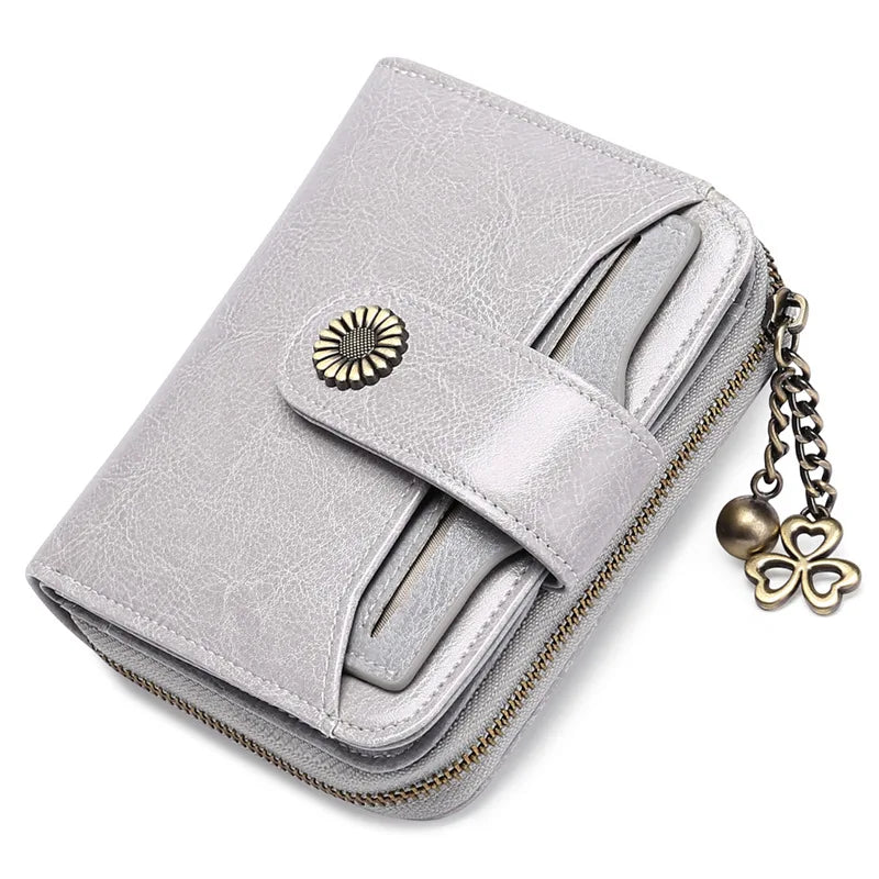 2025 Luxury Women Wallet Lady Split Leather Vintage Bifold Purse Female RFID Card Holder RetroCoins Bag Gift for Mom Box Packing
