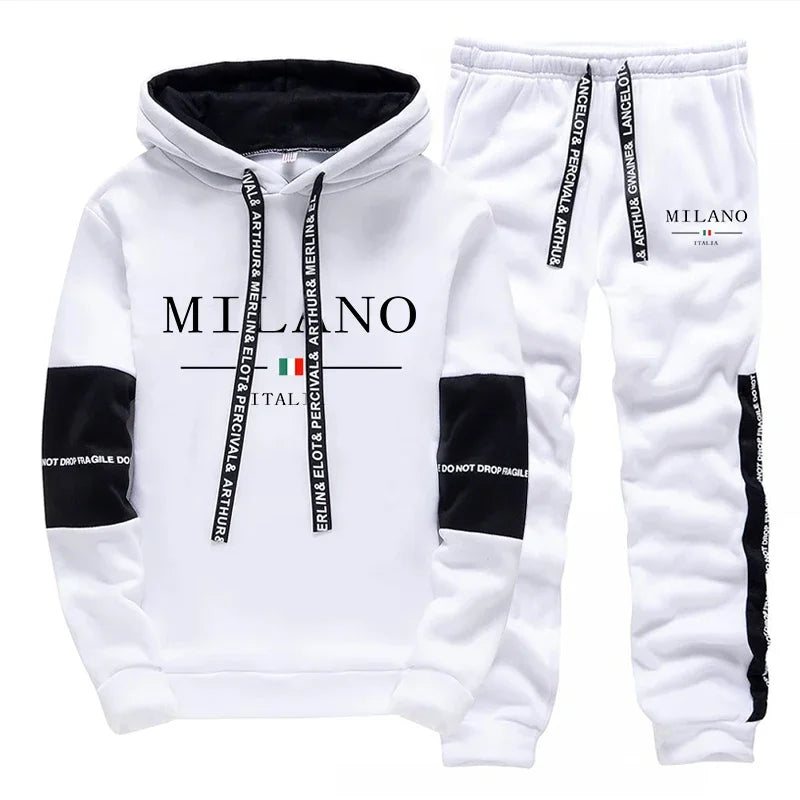 Men's Printed Tracksuit — Casual Hoodie & Jogger Pants Sportswear Set