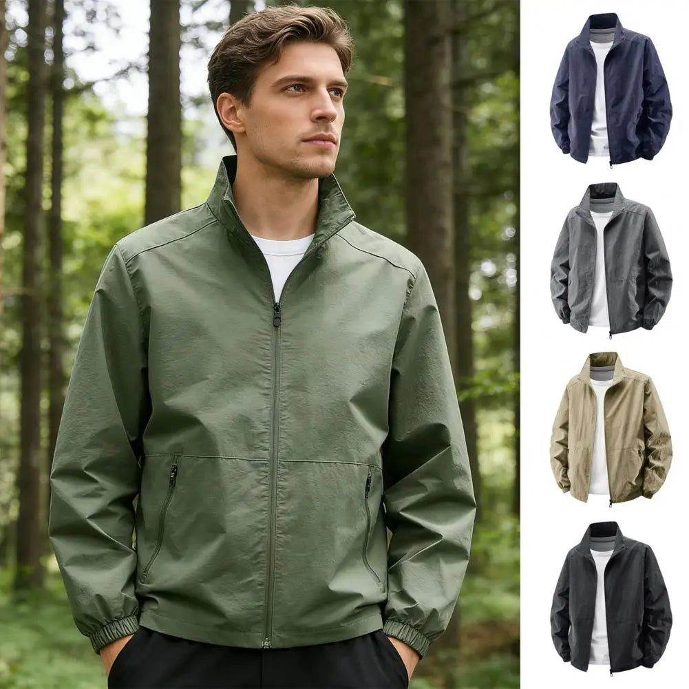 Summer Jackets Men Windbreaker Coats Sports Sunscreen Clothing Men Ultrathin Fishing Wearing Man Stand Collar Zip Up Coats