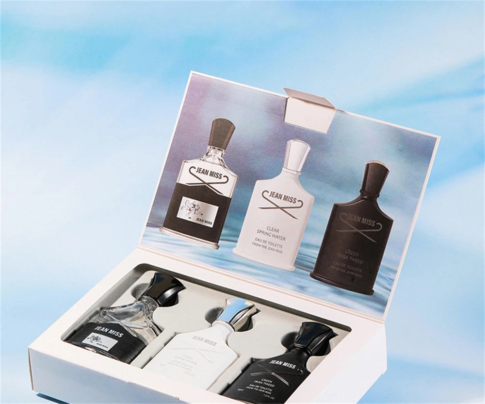 Perfume For Men Gift Box 3pcs Set Lasting Cologne Scent Fresh Natural JEAN MISS Brand Parfum Charming Man Perfumes Hombres