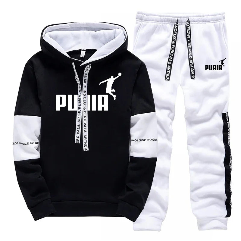 Men's Printed Tracksuit — Hoodie & Pants Gym Sports Jogging Set