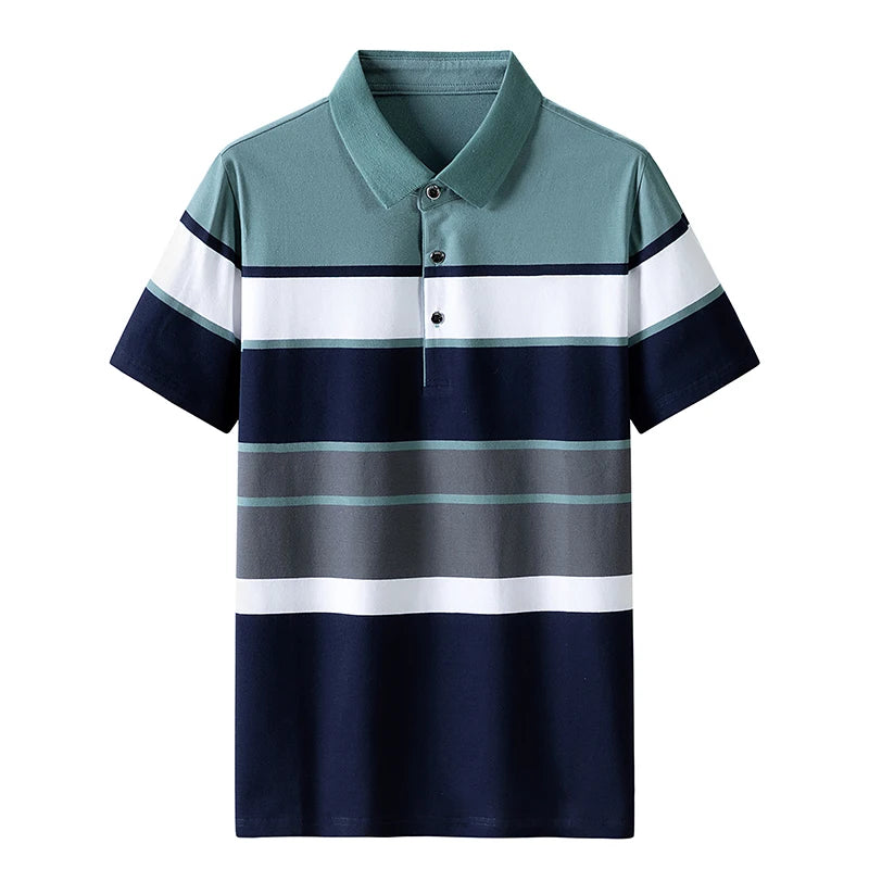 Men'S Classic Striped Polo Shirt Cotton Short Sleeve 2023 Summer Plus Oversize 4XL