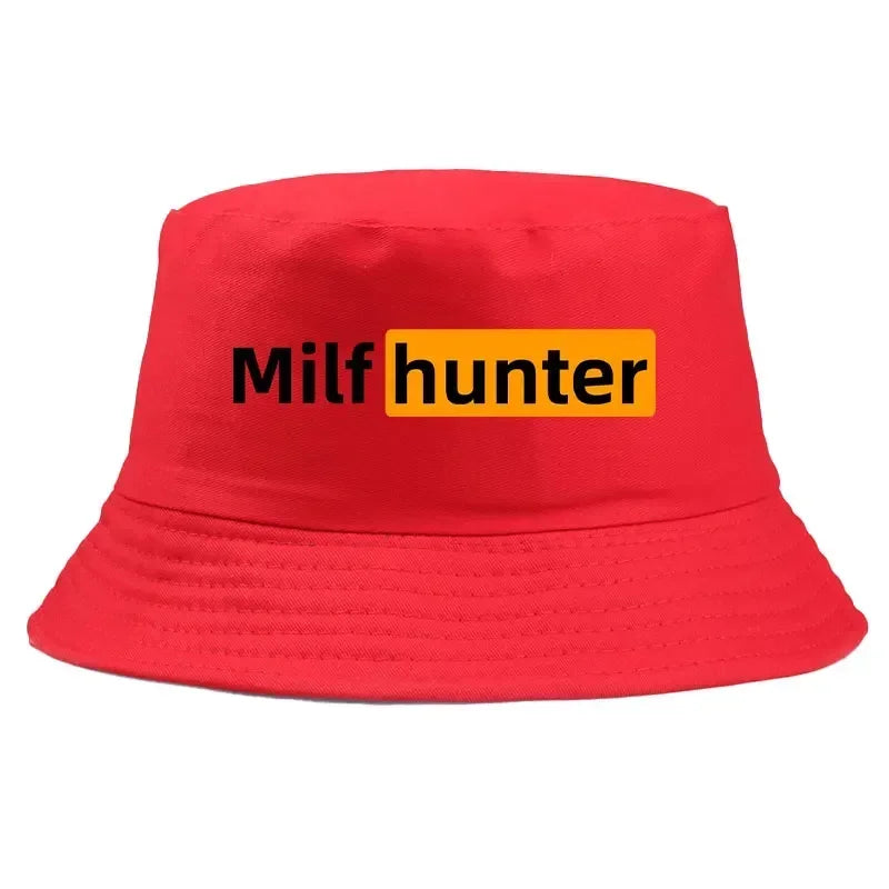 Milf Hunter Fisherman Hats Harajuku Panama Cap Daily Cool Casual Lovely Streetwear Outdoor Vintage Fashion Versatile Bucket Hat