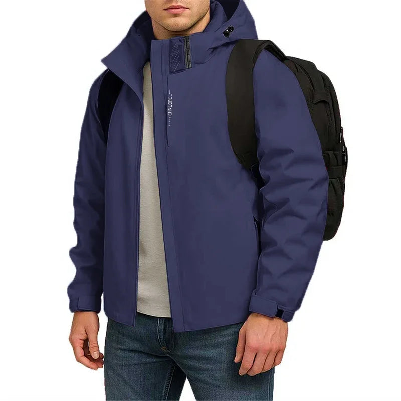 Mens Autumn Waterproof Windproof Hooded Jackets Lightweight Raincoats Casual Streetwear  Outdoor Hiking and Climbing Outerwear