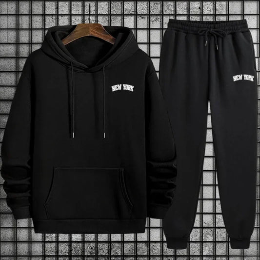 2025 Hot Sale Mens Sportswear 2pcs Set Hoodie and Sweatpants Autumn Winter Daily Casual Sporty Jogging Suit Urban Fashion Outfit