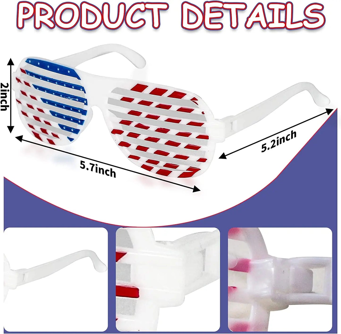 Patriotic Party Favors Set, 4th of July USA Decorations Shutter Shades Glasses, Flag Hat Photobooth Prop