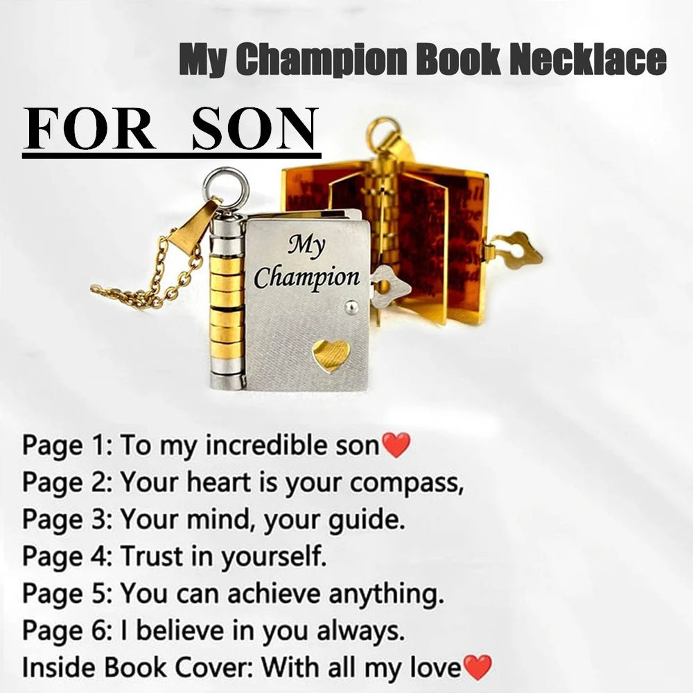 Mother’s Day Gift Best Mom Ever Book Necklace Stainless Steel Engraved Book Locket Necklaces Women Daughter Present for Mom