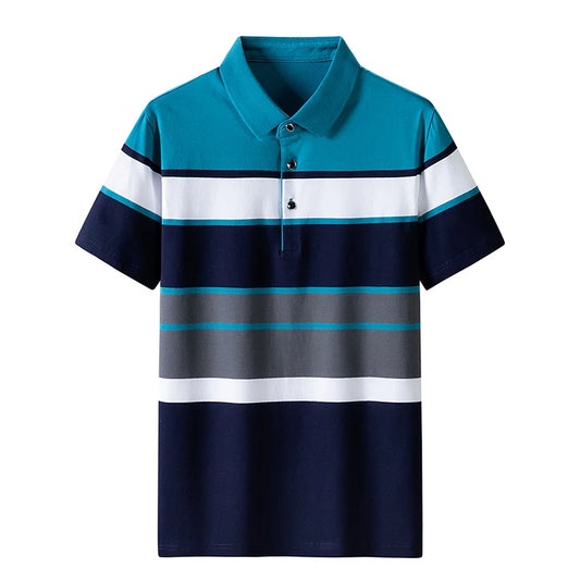 Men'S Classic Striped Polo Shirt Cotton Short Sleeve 2023 Summer Plus Oversize 4XL