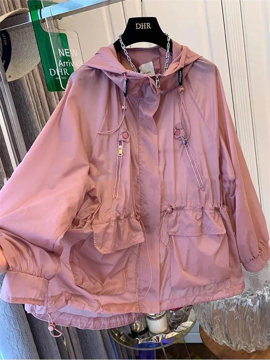 Summer 2025 New Fashion Women's Jacket Beach Thin Sunscreen UV Protection Coat Female Long Sleeve Hooded Jackets Outerwear Tops
