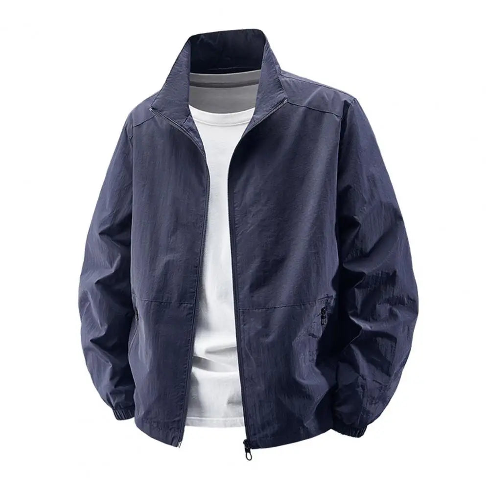 Summer Jackets Men Windbreaker Coats Sports Sunscreen Clothing Men Ultrathin Fishing Wearing Man Stand Collar Zip Up Coats