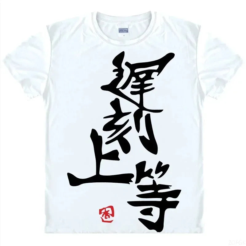 Anime Futaba Anzu Printed T-shirt Chinese Word Cosplay Tops Tshirts Summer Breathing Clothing Tees Mens Funny T Shirt