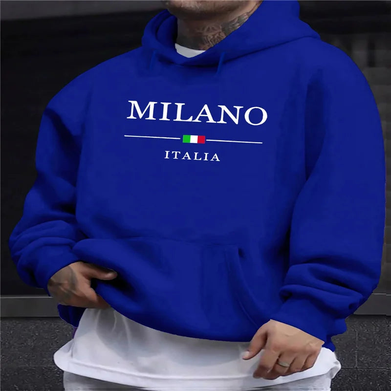 Men's Printed Casual Hoodie — Street Fashion Pullover Sweatshirt