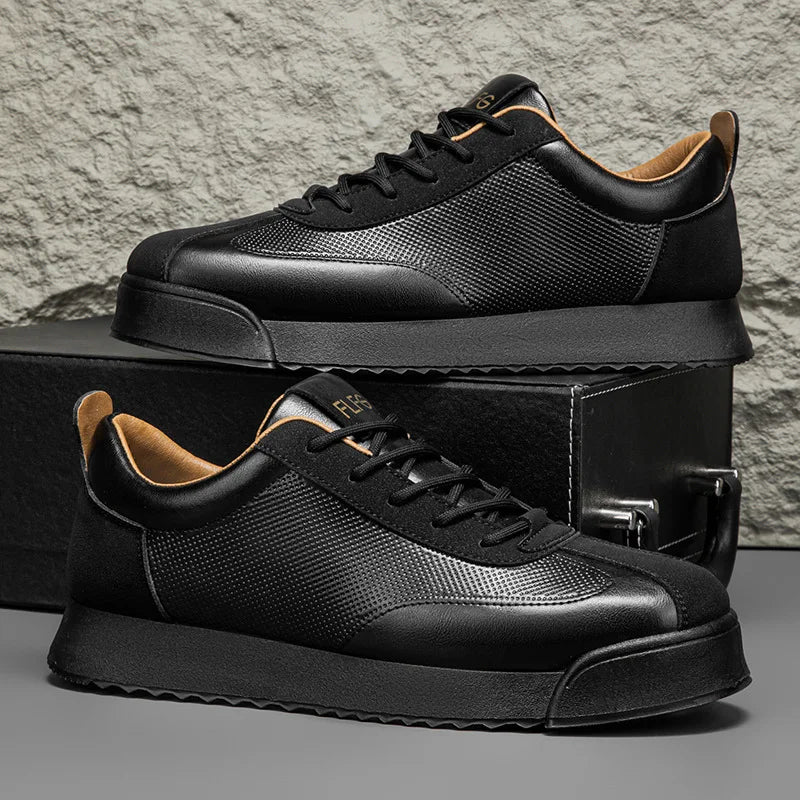 Mens Unique Skate Shoes Platform Comfort Black Casual Sneakers All-Match Thick Sole Design for Urban Street Style Versatile Wear