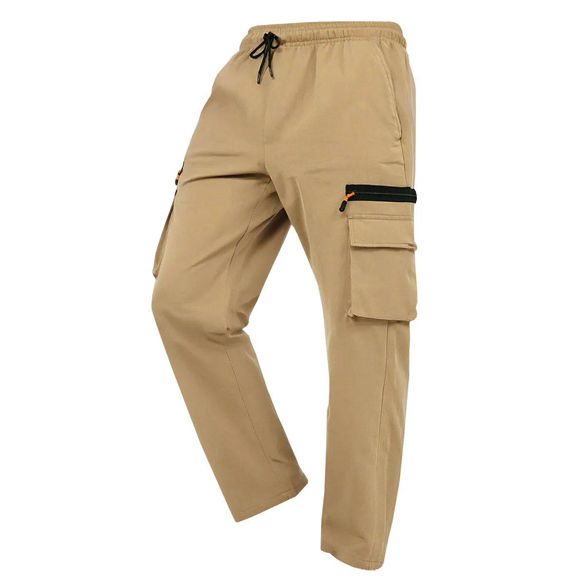 Men's new workwear trousers with multiple pockets and drawstring quick-drying straight-leg trousers