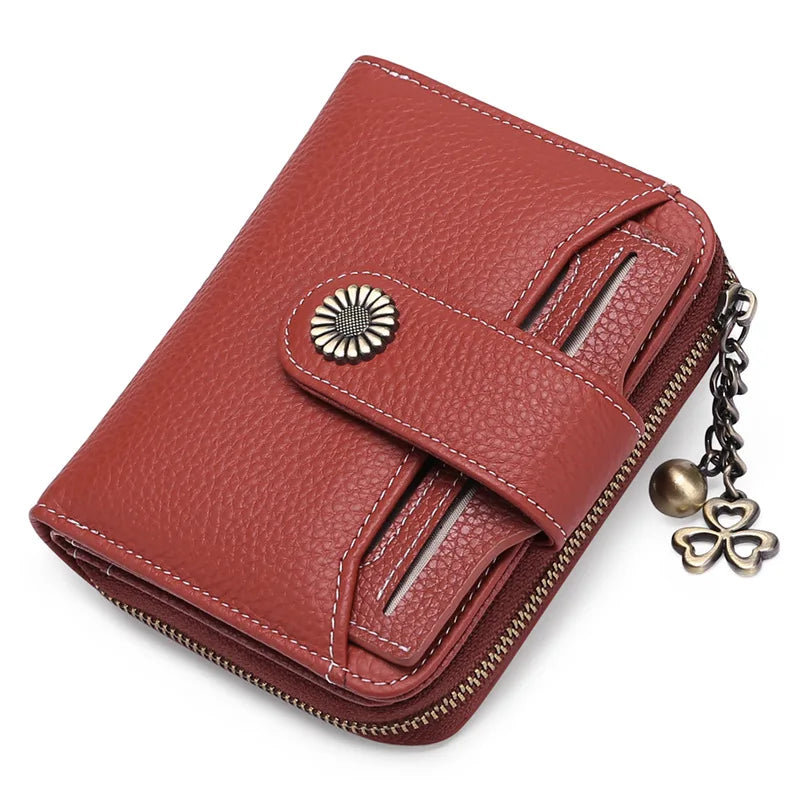 2025 Luxury Women Wallet Lady Split Leather Vintage Bifold Purse Female RFID Card Holder RetroCoins Bag Gift for Mom Box Packing