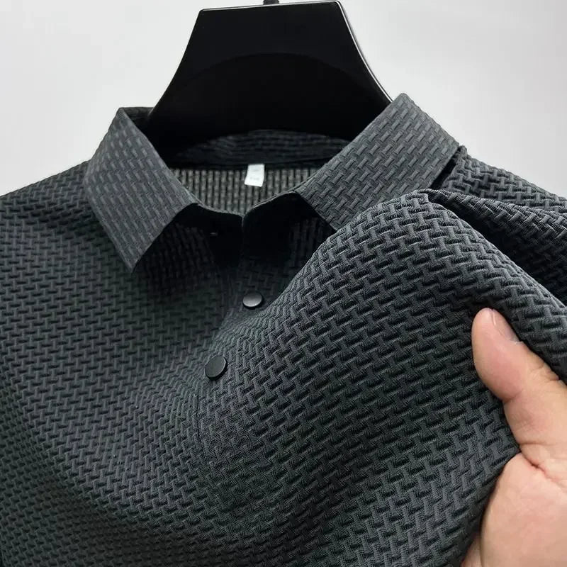 Brand Clothes Summer New Men's Short Sleeve T-shirt Ice Silk Cool and Breathable POLO Shirt Business Casual Sweat-absorbing Top