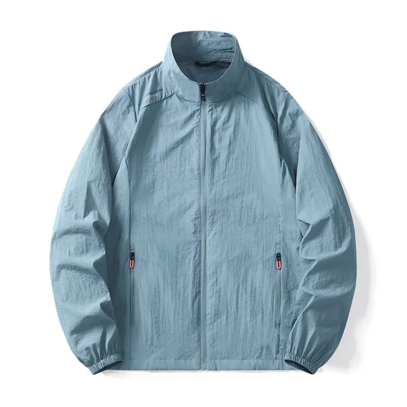 Summer Men's Lightweight Skin Coat Sun Protection Long Sleeve Jacket Stand Collar Camping Hiking Outdoor Streetwear