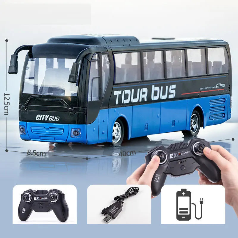 RC Bus 2.4G Remote Control Car Double-decker Stretch Electric Bus 3km/h With LED Sound RC Electronic Vehicle Toy Kids Boy Gift