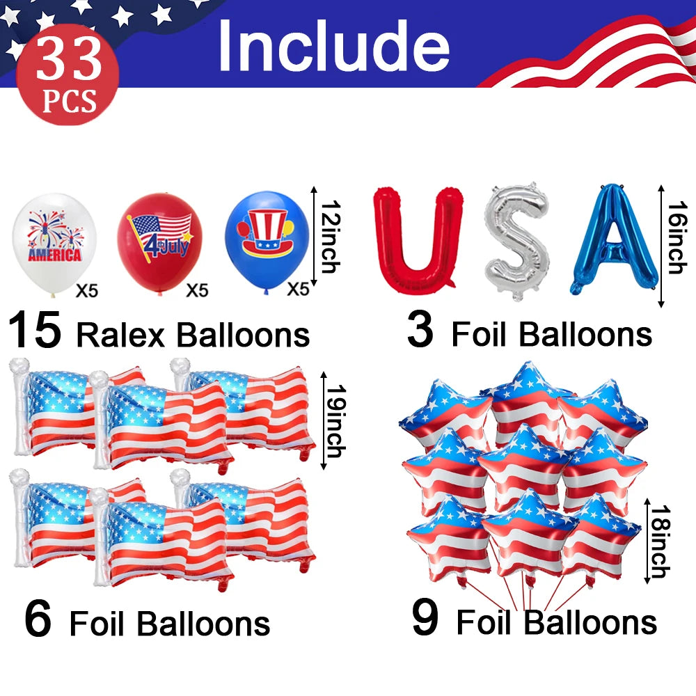 American Party Decorations Independence Day Supplies Banner Balloons Plates For USA 4th Of July Patriotic Theme Party Supplies