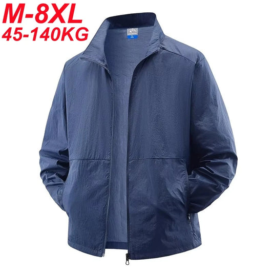UPF50+ UV Protection Skin Coats Men Big Size 8XL 7XL 6XL Summer Windbreaker Lightweight Windshield Reflective UV Blocking Jacket