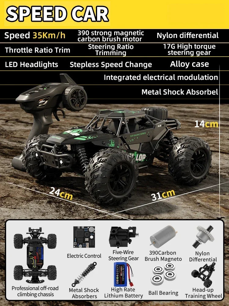 2025 New 1:16 4WD Remote Control Car 35 km/h High-Speed Off-Road RC Car All-Terrain 2.4G Electric RC Car with LED Lights