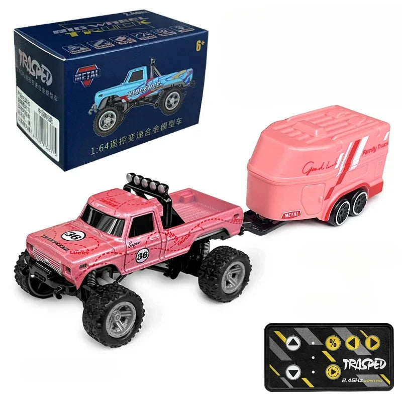 RC Off-Road Monster Truck 1/64 Remote Control Mini Climbing Car, Alloy Material, 2.4G Remote Control Electric Off-Road Vehicle.