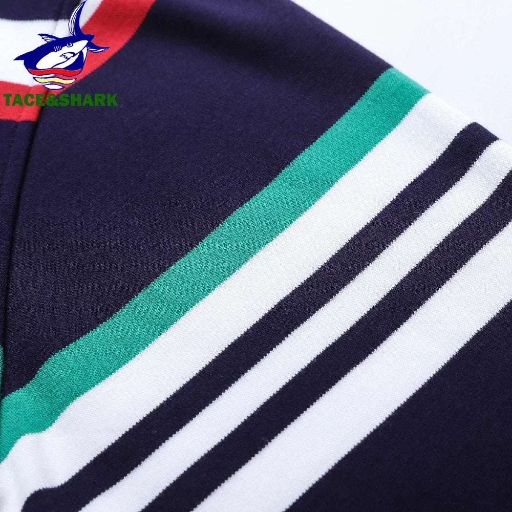 TACE&SHARK High Quality Men's Long Sleeve Striped Polo Shirt for Autumn Casualwear Breathable Casual Top