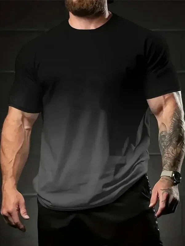 Summer Men Clothes Short Sleeve Round Neck Tops T Shirt Men Casual Fashion Fitness Running Sport Tops High Elasticity
