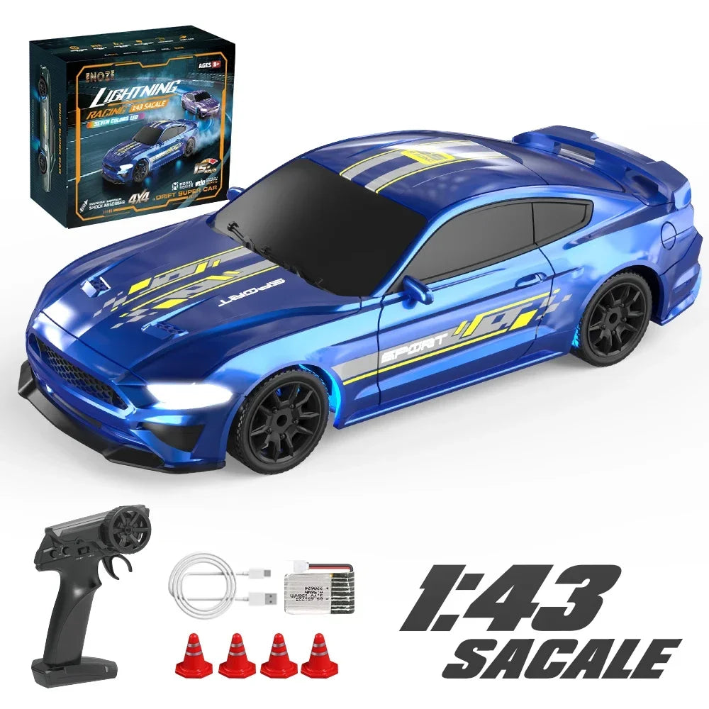 1/43 RC Car 4x4 2.4G Remote Control Racing Drift Vehicle 15km/h High Speed Off-road RTR with 7 Color LED Lights Toys Kids Gift